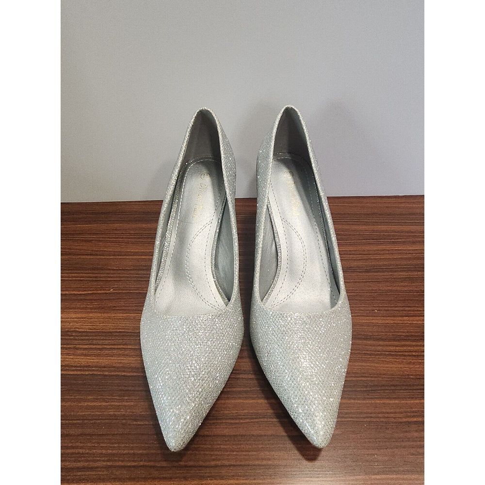 Womens‎ Dream Pairs KUCCI Silver Glitter Heels Pumps Size 11